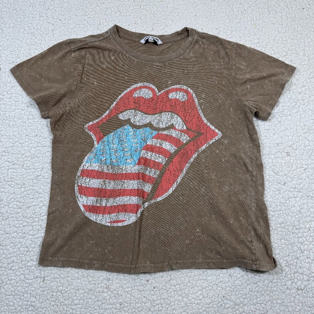 Elizabeth and James Rolling Stones Graphic Tee T Shirt Women's M Stone Washed